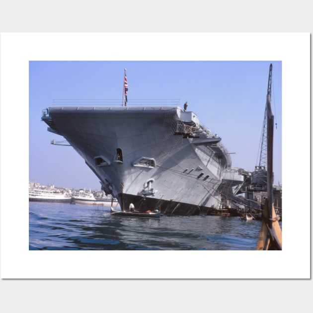 The bow (front) of the Royal Navy aircraft carrier HMS Hermes in the 1960s Wall Art by ownedandloved